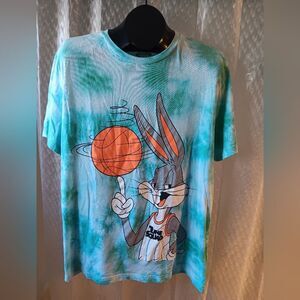 Space Jam Bugs Bunny Teal and Orange Mens T-Shirt Size L(42-44)